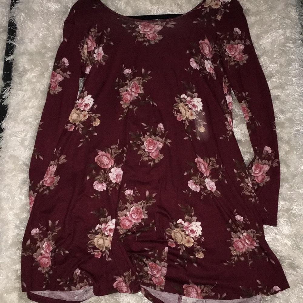 Cute red wine floral dress